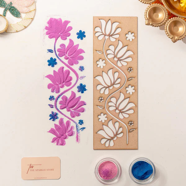 Rangoli Border Stencil - Lotus - Set of 2